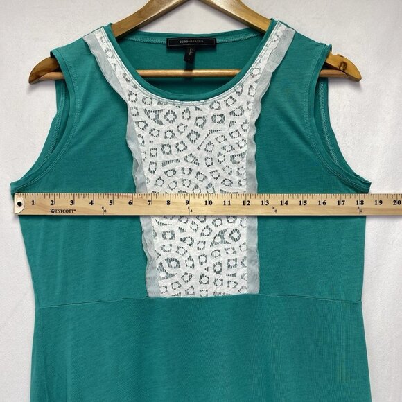 BCBG MAX AZRIA Sleeveless Round Neck Front Lace Detail Blouse Women Small Green - Picture 5 of 10
